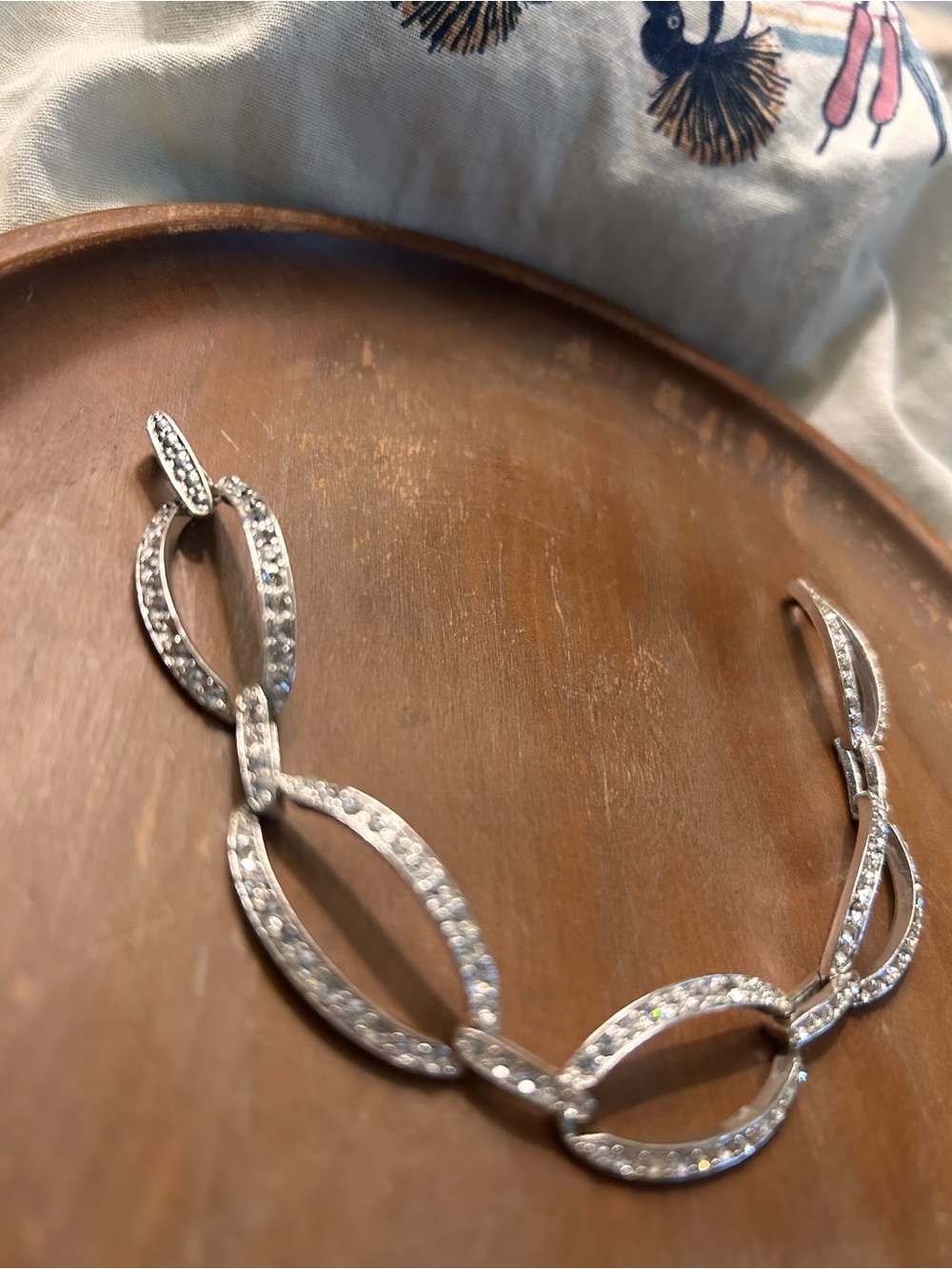 Monet Silver Rhinestone Link Bracelet